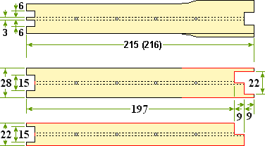 Dimensions of struts made from standard frame parts