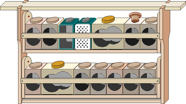 Bee hive frame for using nursery cages in hives or nucs.