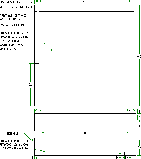 Open mesh floor without alighting board, Roger Patterson