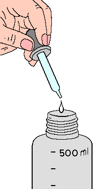 small doses of concentrate applied using an eye dropper into applicator base unit