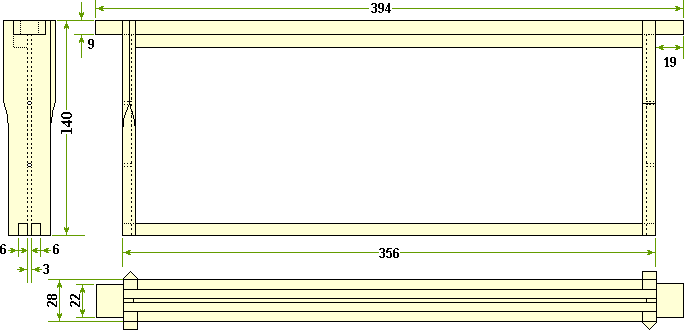 British Standard Shallow Frame Dimensions for Smith hive