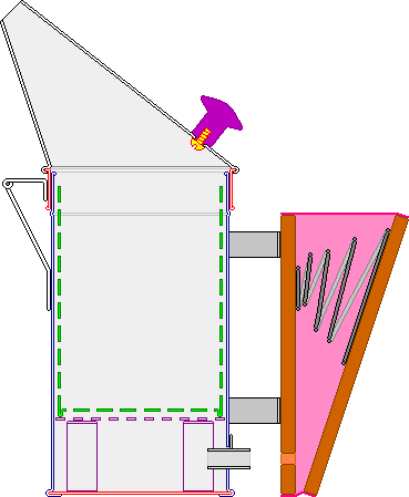 Cross sectional drawing of typical bee smoker