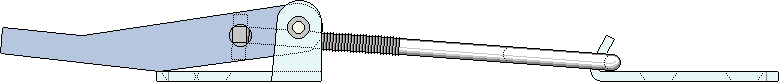 Side view of rod type stirrup loosely assembled, with the latch in the closed position