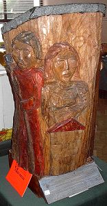 Carving on the log hive, Photo.... Dave Cushman